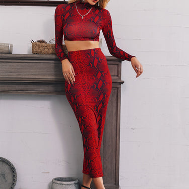 Glamaker Snakeskin Print Crop Top and Pencil Skirt Set - LXM Fashion 