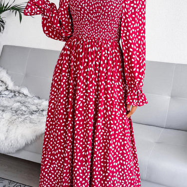 Floral Smocked Flared Sleeve Maxi Dress - LXM Fashion 