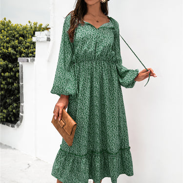 Ditsy Floral Ruffle Hem Dress - LXM Fashion 
