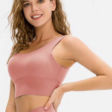 Low-Back Longline Scoop Neck Sports Bra - LXM Fashion 