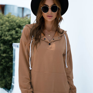 Printed Drawstrings Pocket Hoodie - LXM Fashion 