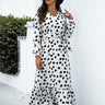 Polka Dot Split Ruffle Hem Dress - LXM Fashion 