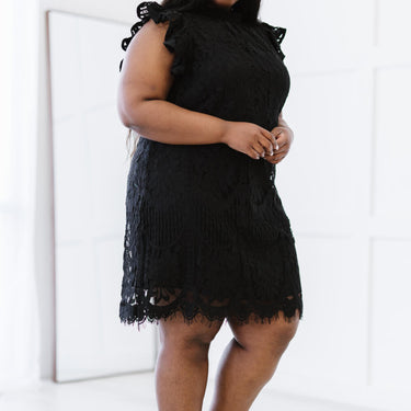 Sweet Lovely by Jen Full Size Fit for Royalty Lace Flutter Sleeve Dress - LXM Fashion 