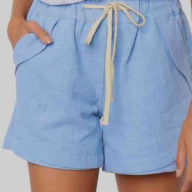 Fashion Collection Solid Drawstrings High Waist Shorts - LXM Fashion 