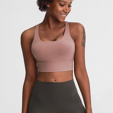 Ribbed Cross-Back Sports Bra - LXM Fashion 
