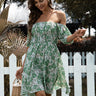 Floral Off-Shoulder Balloon Sleeve Mini Dress - LXM Fashion 