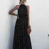 Polka Dot Halter Belted Dress - LXM Fashion 