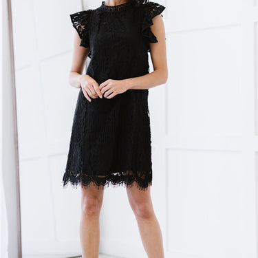 Sweet Lovely by Jen Full Size Fit for Royalty Lace Flutter Sleeve Dress - LXM Fashion 