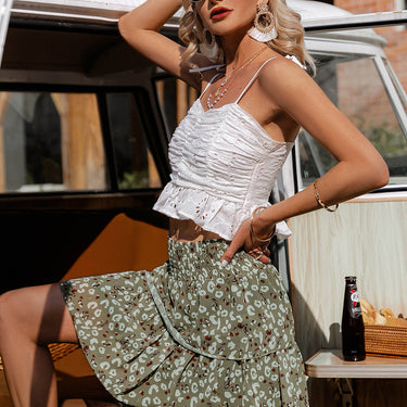 Simplee Animal Print Layered Mini Skirt - LXM Fashion 
