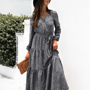 Floral Puff Sleeve Maxi Dress - LXM Fashion 