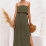 Strapless Leg Split Maxi Dress - LXM Fashion 