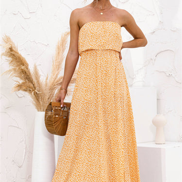 Strapless Leg Split Maxi Dress - LXM Fashion 