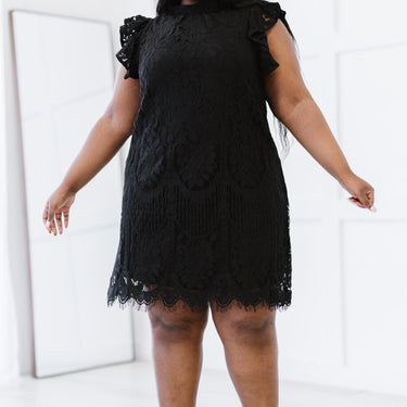 Sweet Lovely by Jen Full Size Fit for Royalty Lace Flutter Sleeve Dress - LXM Fashion 