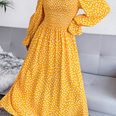 Floral Smocked Flared Sleeve Maxi Dress - LXM Fashion 