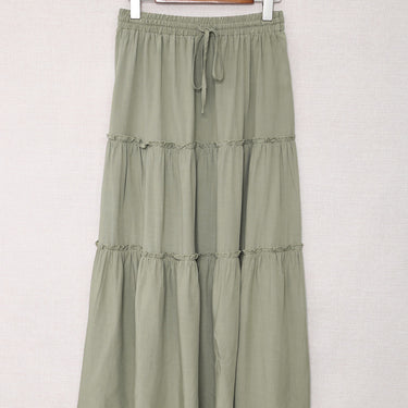 Drawstring Elastic Waist Tiered Skirt - LXM Fashion 