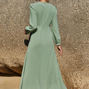 Fashion Collection Puff Sleeve Flounce Dress - LXM Fashion 