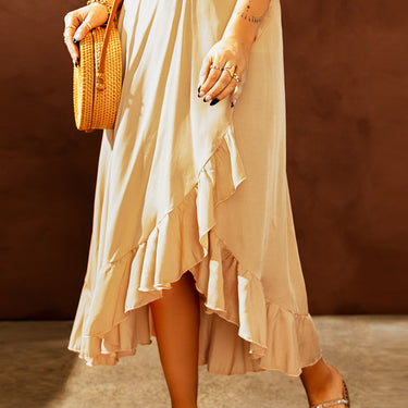 Tie-Waist Ruffled Wrap Skirt - LXM Fashion 