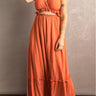 Frill Trim Cutout Spaghetti Strap Maxi Dress - LXM Fashion 
