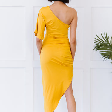 Dress Day High Society Ruched One-Shoulder Dress - LXM Fashion 