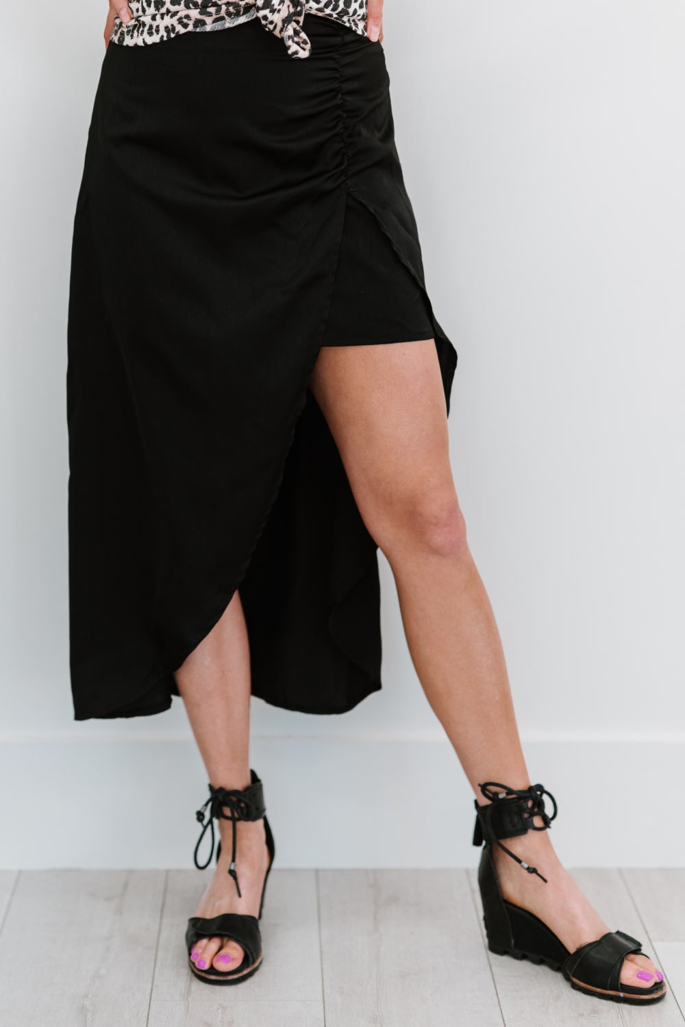 Hyfve Glam It Up Ruched Satin Tulip Hem Skirt - LXM Fashion 