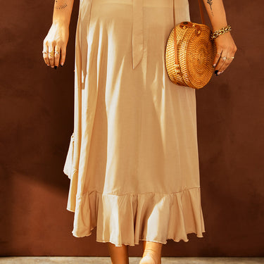 Tie-Waist Ruffled Wrap Skirt - LXM Fashion 