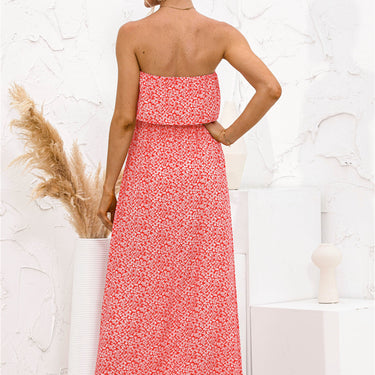Strapless Leg Split Maxi Dress - LXM Fashion 