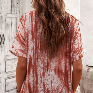 Printed Pocket Short Sleeve Blouse - LXM Fashion 