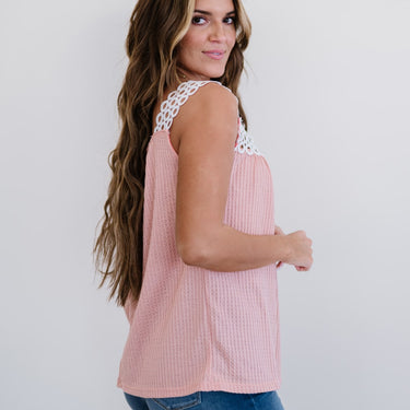 BiBi Sun-Kissed Lace Trim Sleeveless Top - LXM Fashion 