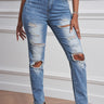 Fashion Collection Ripped Straight Leg Jeans - LXM Fashion 