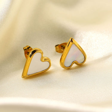 Shell Heart Stud Earrings - LXM Fashion 