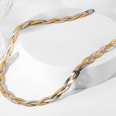 Tricolor Braided Snake Chain Necklace - LXM Fashion 