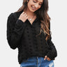 Swiss Dot Buttoned Chiffon Top - LXM Fashion 