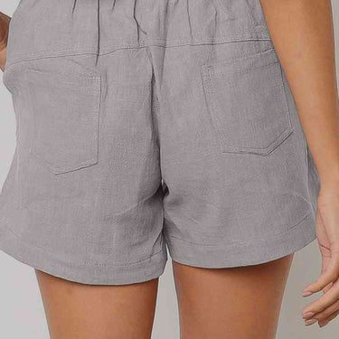 Fashion Collection Solid Drawstrings High Waist Shorts - LXM Fashion 