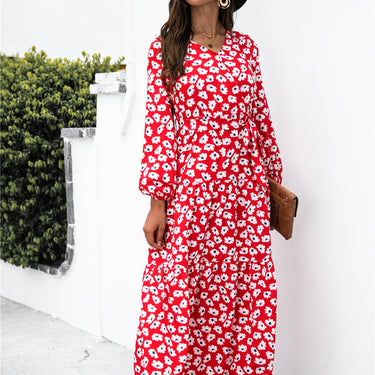 Floral Puff Sleeve Maxi Dress - LXM Fashion 
