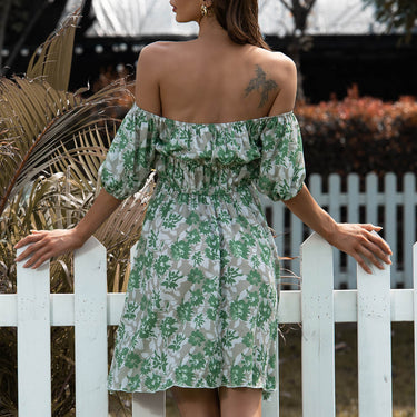 Floral Off-Shoulder Balloon Sleeve Mini Dress - LXM Fashion 