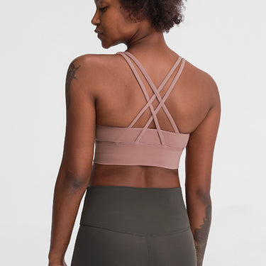 Ribbed Cross-Back Sports Bra - LXM Fashion 