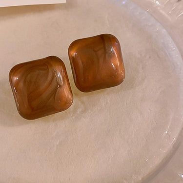 Marbled Square Stud Earrings - LXM Fashion 