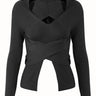Crisscross Cutout Rib-Knit Sweater - LXM Fashion 