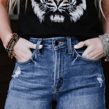 Fashion Collection High Rise Raw Hem Denim Shorts - LXM Fashion 