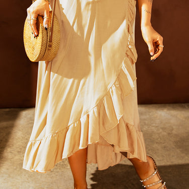 Tie-Waist Ruffled Wrap Skirt - LXM Fashion 