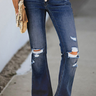 Fashion Collection High Waist Flare Leg Jeans - LXM Fashion 