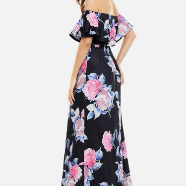 Fashion Collection Floral Off Shoulder Maxi Dress - LXM Fashion 