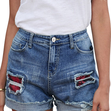 Fashion Collection Camo Patchwork Denim Shorts - LXM Fashion 