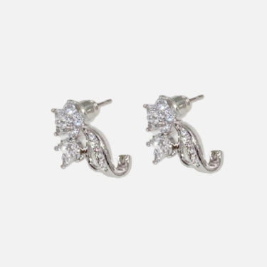 Floral Cubic Zirconia Stud Earrings - LXM Fashion 