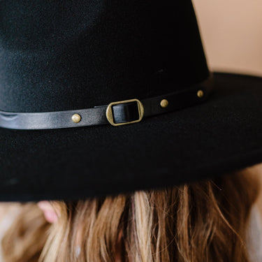 Justin Taylor Chic Like No Other Faux Leather Strap Fedora - LXM Fashion 