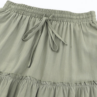 Drawstring Elastic Waist Tiered Skirt - LXM Fashion 