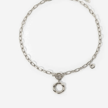 Flower Outline Chain Necklace with Toggle Clasp - LXM Fashion 