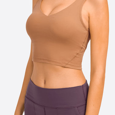Fashion Collection Deep V-Neck Crop Sports Bra - LXM Fashion 