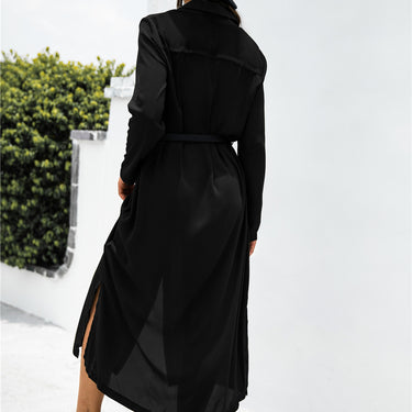 Button Down Ankle Length Shirt Dress - LXM Fashion 