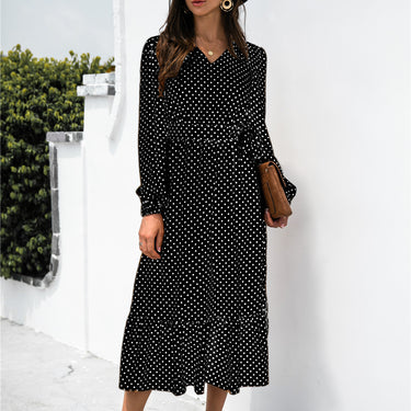 Polka Dot Split Ruffle Hem Dress - LXM Fashion 